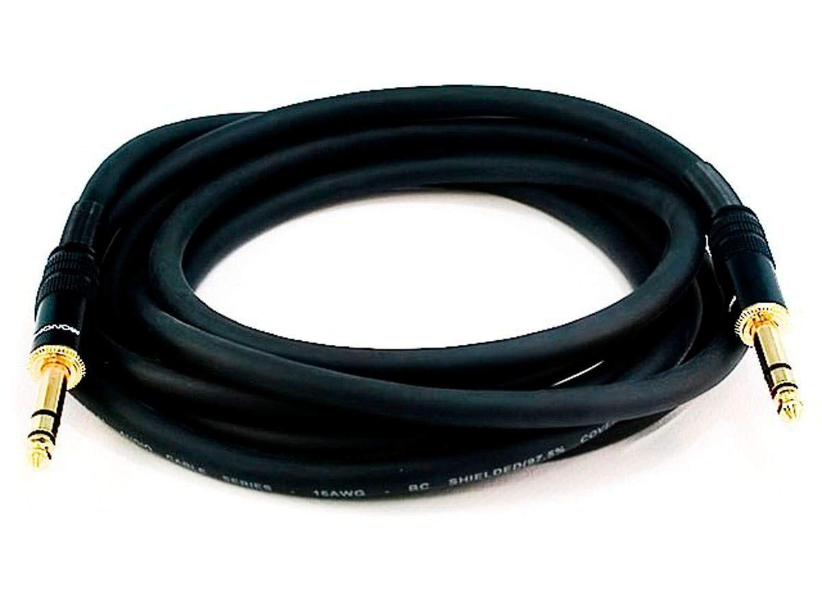 Cable Mono Premier Series 1/4 Inch TRS Macho a Macho Negro 16AWG Chapado en Oro