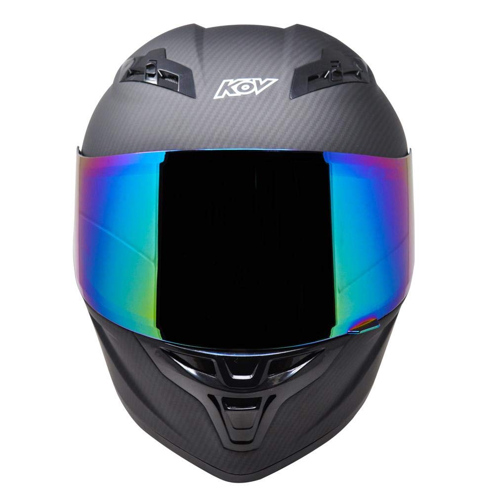 KOV Casco para Moto Integral KC1 Certificado Dot Estilo Carbono Deportivo (M)