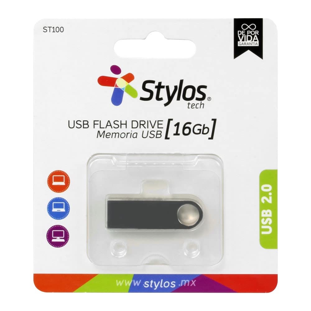 Kit de Memorias USB Stylos Tech ST100 16GB 2.0 Plateada PSA Computo y Papeleria