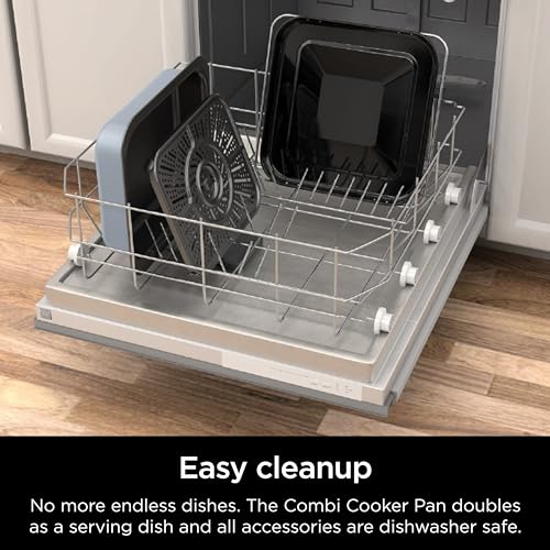 Ninja Combi Multicocina, horno y freidora de aire, comidas completas en 15 minutos, funciones 14 en 1, cocina combinada + freír al aire, hornear, asar, cocción lenta y más, 3 accesorios, acero