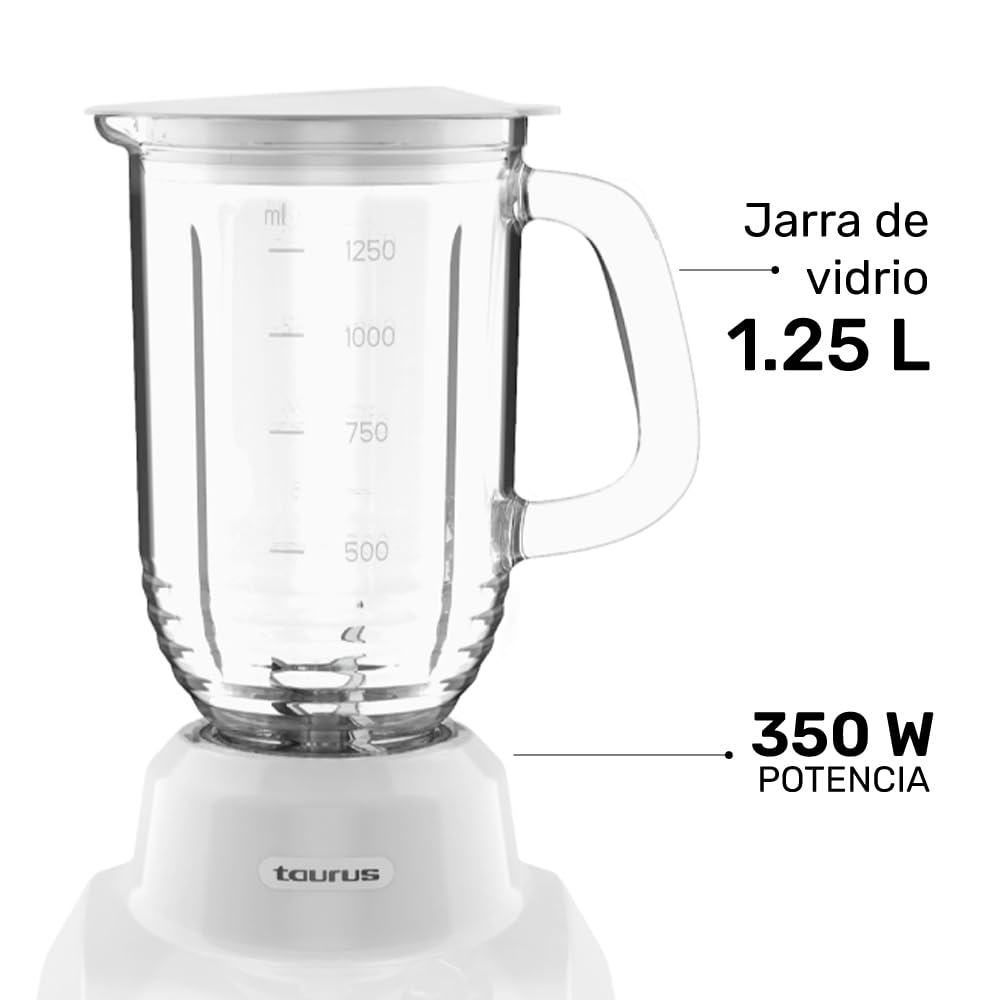 Licuadora Taurus Valencia Vidrio 1.25L 450 Watts 7 Velocidades 3 Pulsos