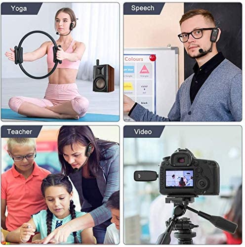 Auriculares Inalámbricos EASJOY UHF Negro Recargables con Micrófono para Canto y Habla