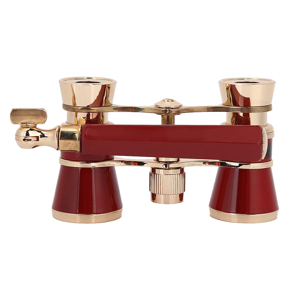 Fosa Binoculares, telescopio Binocular portátil de Aumento 3X Opera con Lente óptica de 25 mm, Campo de visión de 105 m/1000 m, Limpieza de Lentes, Regalos para Teatro, Mujeres, niñas, niños(Rojo)