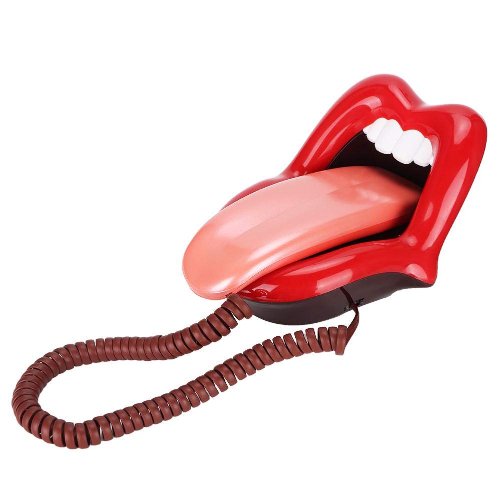 Sanpyl Teléfono novedoso, Multifuncional, Rojo, Grande, con Forma de Lengua, teléfono, Escritorio, teléfono Antiguo, teléfono Fijo, decoración Antigua, teléfono para Oficina en casa