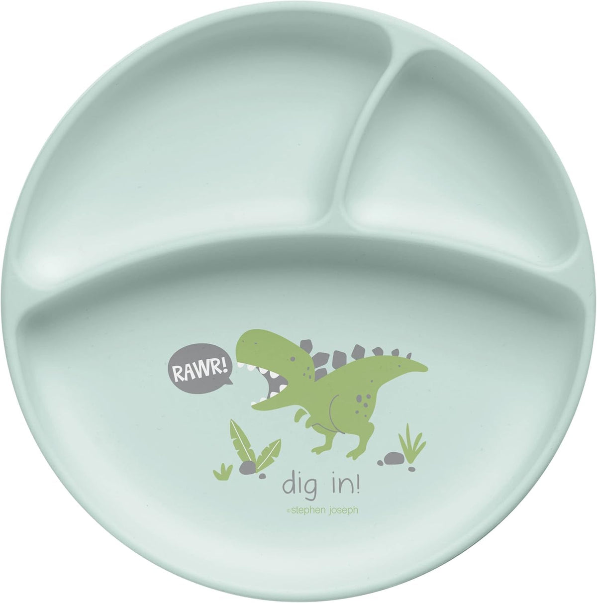Stephen Joseph - Plato de silicona para bebé, talla única, color Dino