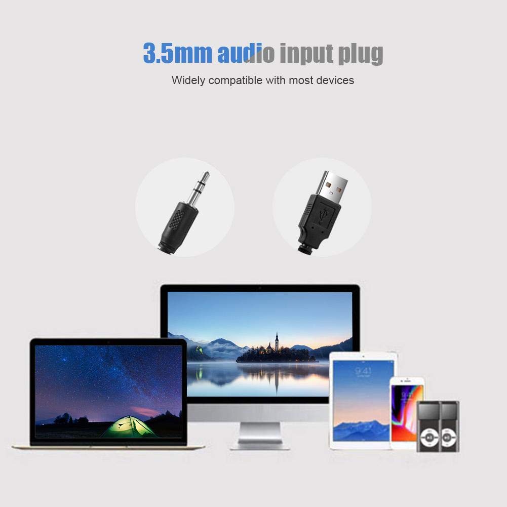 Barra Sonido,Mini Barra Sonido USB Conector Audio 3,5mm Altavoz Sonido Estéreo 3D Luz Respiración LED Compatible TV,Computadora Escritorio,Computadora Portátil,Teléfono Inteligente,PC,MP3