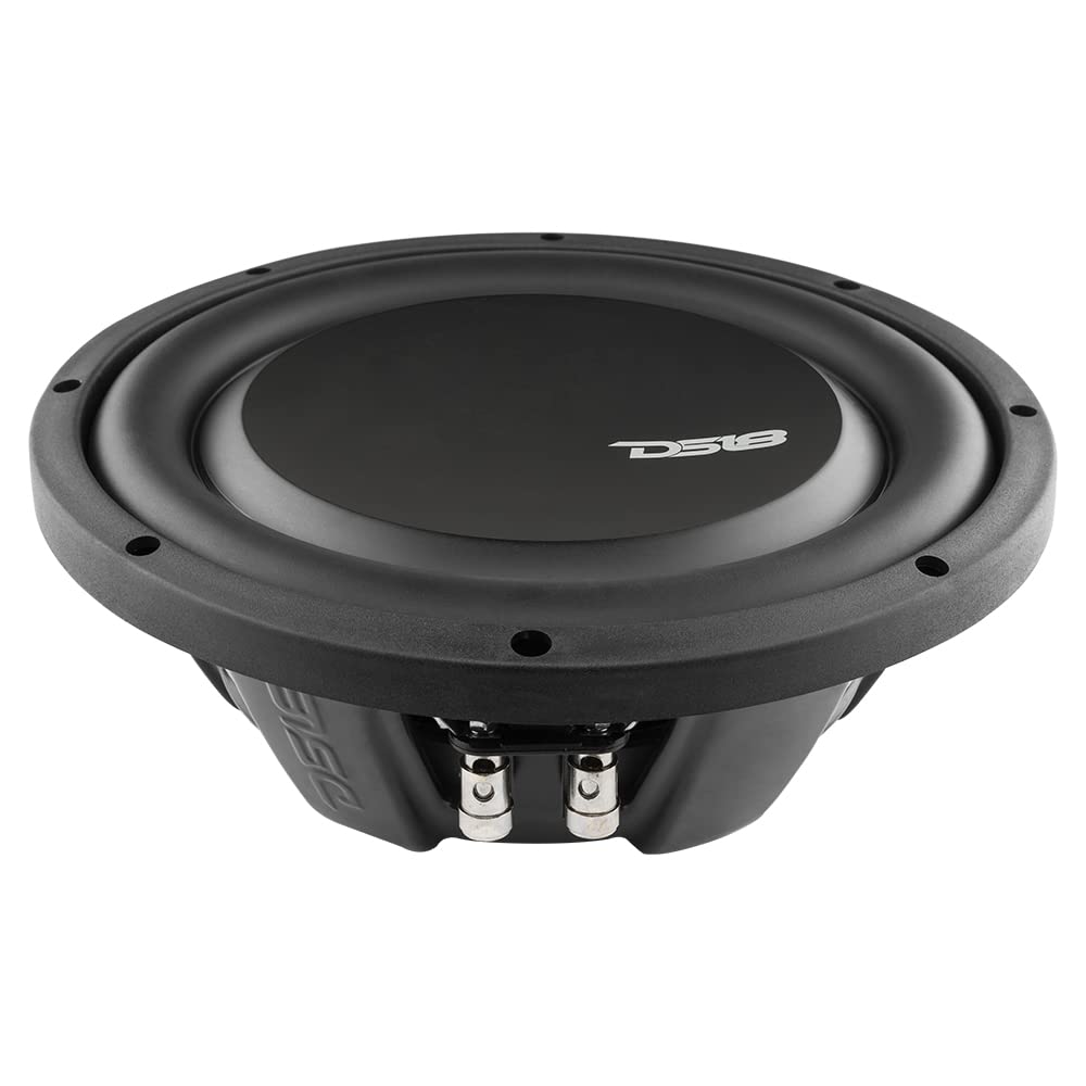 DS18 PSW10.4S - Subwoofer de montaje poco profundo de 10 pulgadas, 1000 W, potencia máxima de 500 W, bobina de voz única RMS, resistente al agua, 4 OHMS - El mejor sub para espacios reducidos en coches y camiones - 1 altavoz