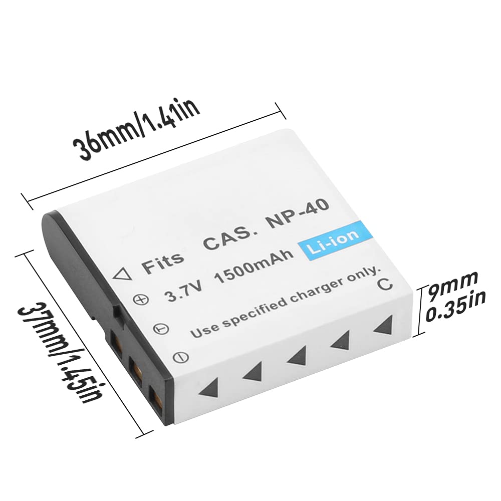 GeeKam NP-40 - Batería recargable de 1500 mAh (paquete de 3) con cargador dual USB para videocámaras, compatible con Casio NP-40