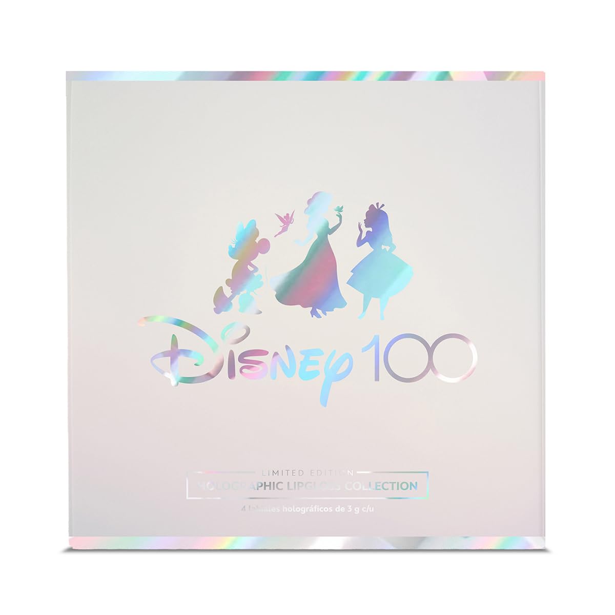 Disney Set de 4 Labiales Líquidos Holográfico: Colores Suaves Inspirados en Personajes de 100 Aniversario. ¡brillo y Frescura para Tu Look