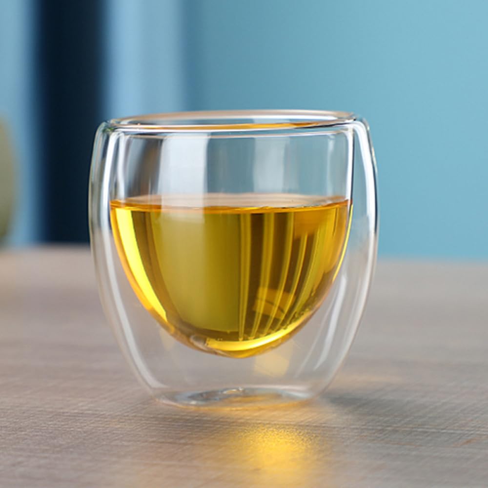 Set de Tazas de Café NACOOL Vidrio Transparente Doble Pared Borosilicato Premium