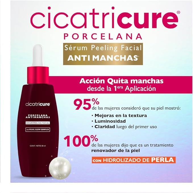CICATRICURE 3 PACK Porcelana Serum Peeling Facial 30ml + CICATRICURE Porcelana Crema Gel Facial 50g + Cicatricure Porcelana Crema Anti FOTOENVEJECIMIENTO FPS +50 40g
