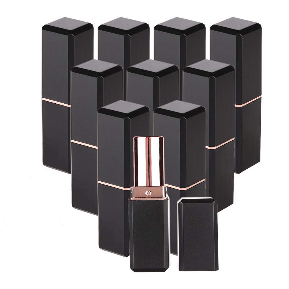 ANGGREK 10 Piezas Tubos Vacíos de Lápiz Labial para Maquillaje DIY, Material ABS Duradero, Portátil y Lavable, Color Negro