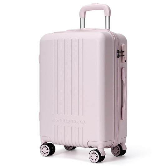 Maleta De Viaje Carry On 20" de Mano Cabina 10kg Rígida Doble Refuerzo Con * TSA Lock * Luggage suitcase Armored Travel (CarryOn - Rosa)
