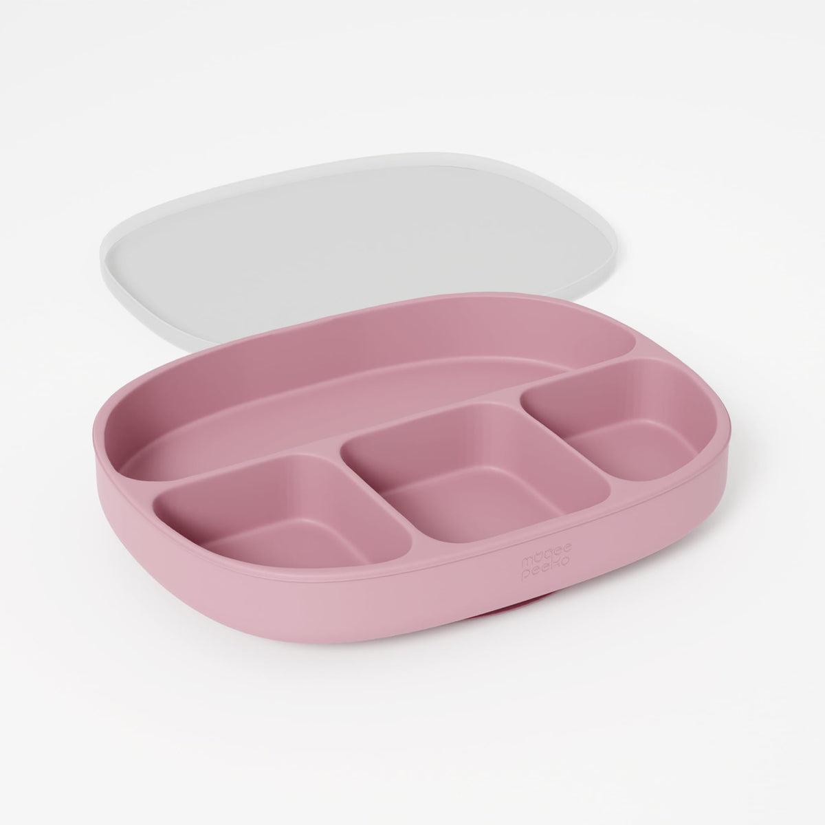 Muqee Peeko Bandeja para bebés con ventosas, Color Rosa. Bandeja para niña. Parte de los artículos Esenciales para la alimentación del bebé. Fabricada en Silicona Segura para bebés.
