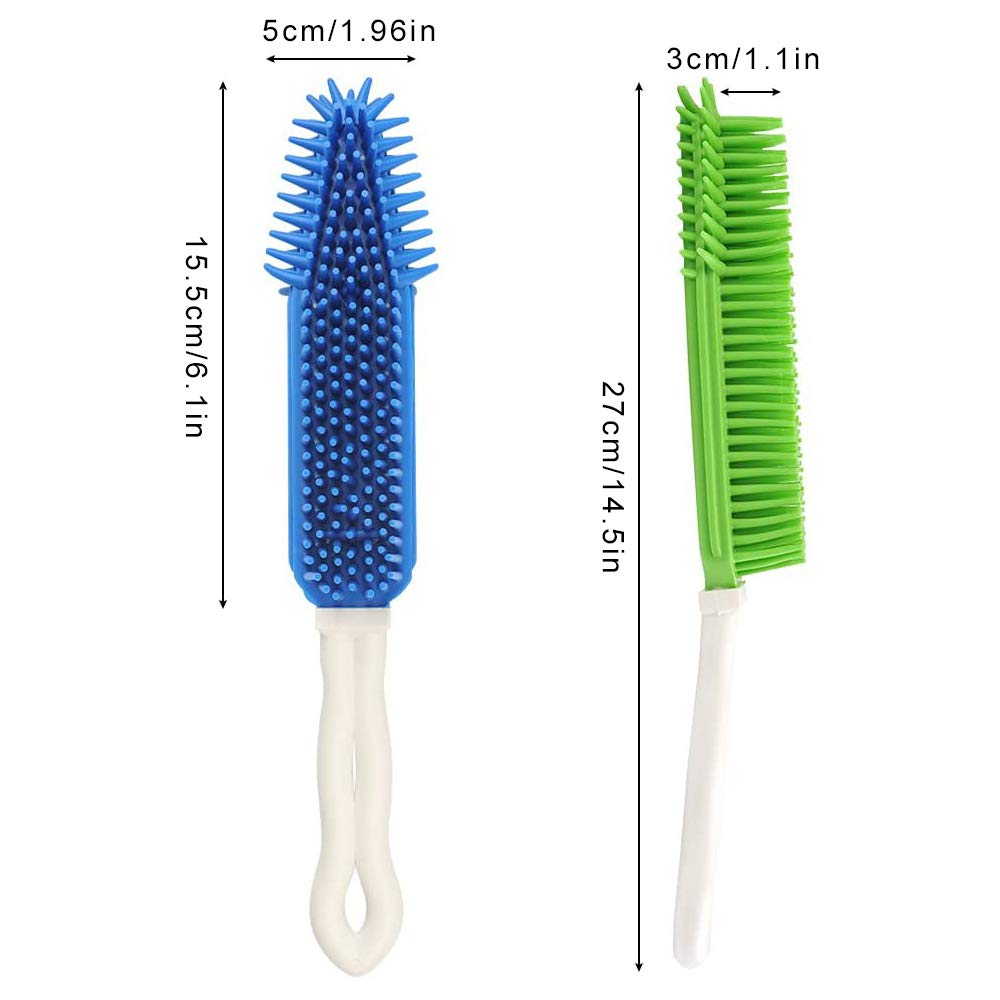 LandHope - Juego de 2 limpiadores de pelo de mascotas, de goma, portátil, para alfombras, ropa, muebles, sofá, asiento de coche, también se utiliza como cepillo de baño para perros y gatos con efecto de masaje (verde + azul)