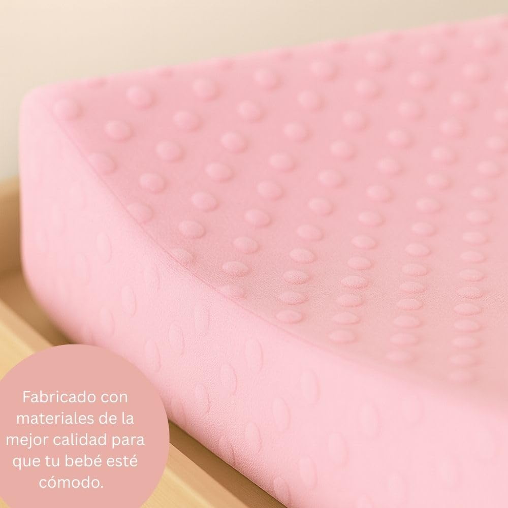 KidLuna Funda para Cambiador, Cálida y Suave al tacto, 100% Algodón Acolchado, 2 Piezas, Transpirable, Lavable a Máquina. (Rosa Gris)