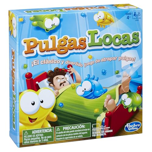 Hasbro Gaming Pulgas Locas - Juego de Mesa con 1 Tablero, 36 Piezas de Colores y 3 Pinzas para 2 o 3 Jugadores a Partir de 4 años