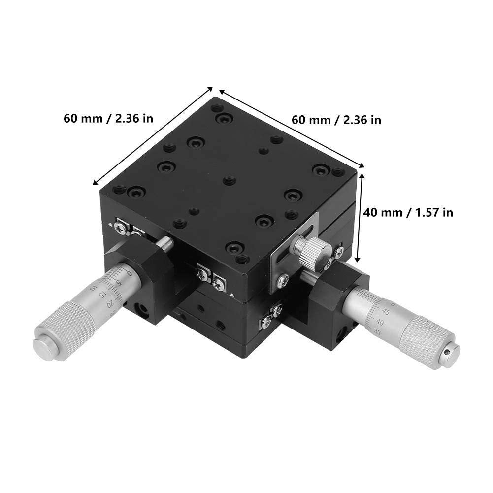Keenso SEMY60-AC Micrómetro lineal de precisión manual de traducción lineal de desplazamiento de etapa de desplazamiento de rodamiento de recorte de mesa deslizante Rodillo cruzado XY Eje 60 x 60 x 40