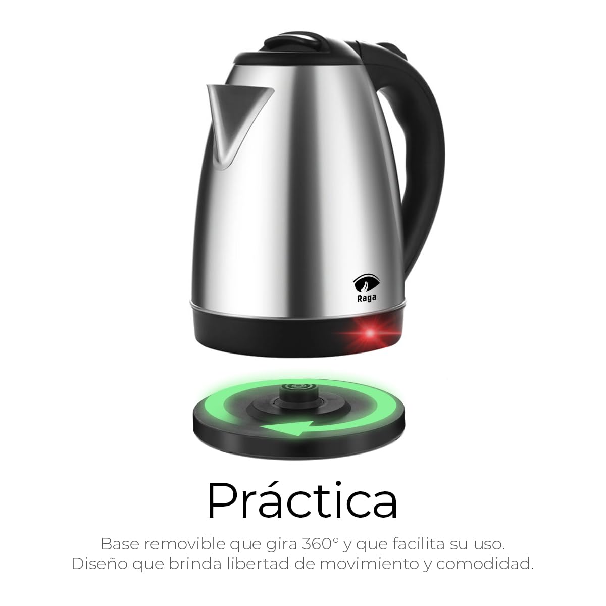 Tetera Eléctrica RagaBasics Acero Inoxidable Apagado Automático 900W 1.8 Litros