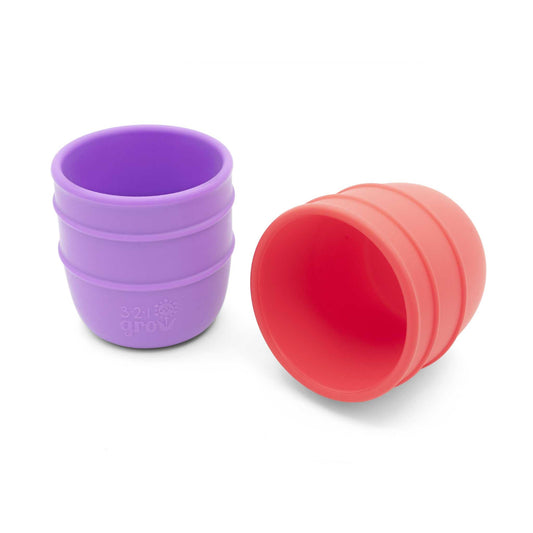 321 Grow • Juego de tazas Drink with Me • Taza abierta de silicona para bebés, niños pequeños • 6 meses • 8 onzas • Apto para lavaplatos y microondas • Juego de 2 tazas (sandía)