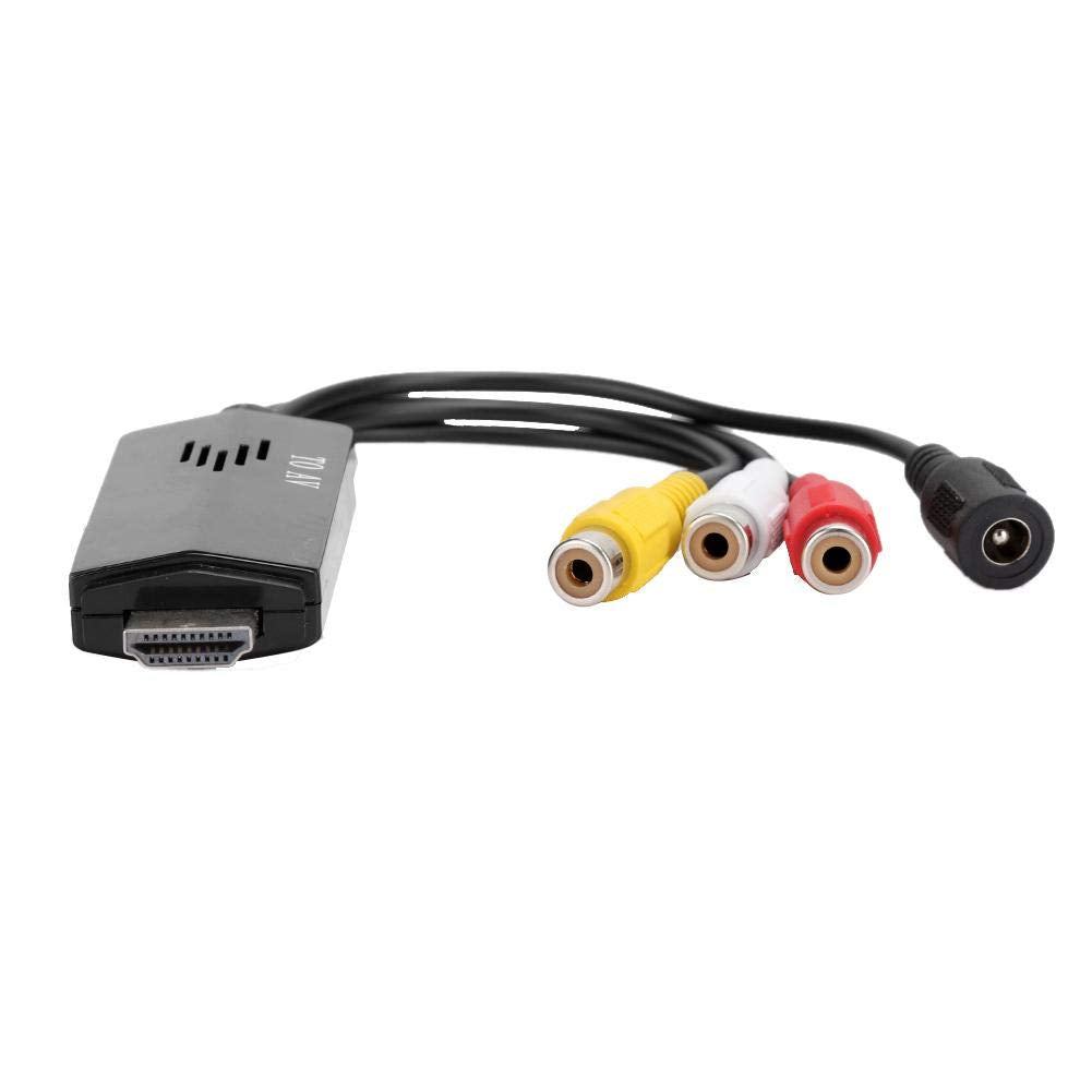 Hakeeta HDMI a AV Adaptador de convertidor de Video de Alta definición Cable Macho a Hembra Convertidor de Cable RCA, Adecuado para TV, VHS, VCR, Grabador de DVD (Negro).