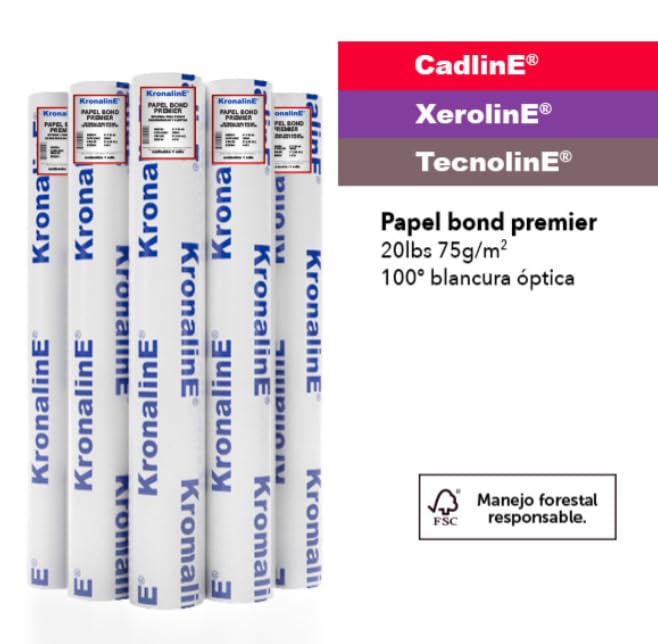 Papel Bond Premier Blanco 20lbs 75g/m2 Óptica 0.91x50m RL