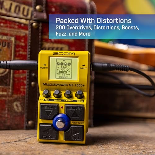 Pedal de Efectos de Guitarra Zoom MS-200D Multistomp con 200 Unidades y Distorsiones