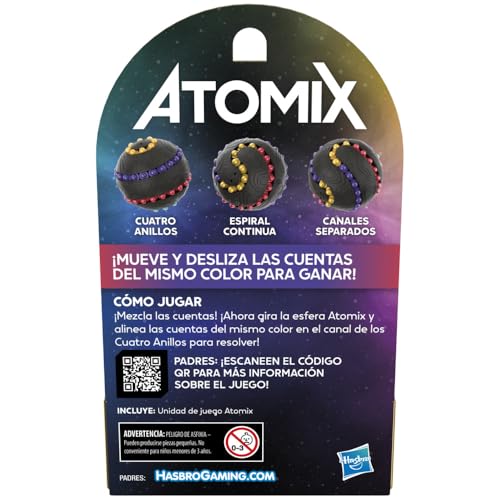 Hasbro Gaming Juego de Mesa Atomix, Esfera Rompecabezas para 1 Jugador, Juguete antiestrés, A Partir de 7 años