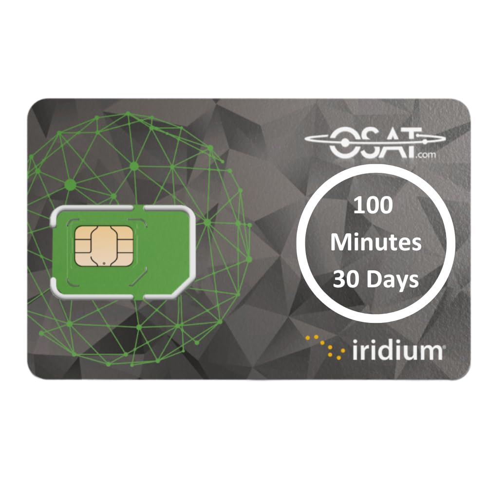 OSAT Iridium - Tiempo de emisión prepagado por teléfono satelital de 100 minutos - Validez de 30 días - Recargable - Rollover - Activación y recargas en línea - Sin tarifa de activación - Sin tarifa
