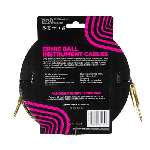 Cable Trenzado Ernie Ball Pay Dirt 5,5 m para Instrumentos
