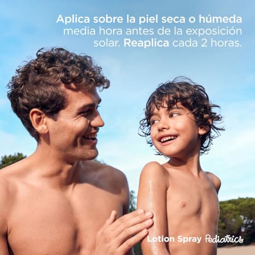 ISDIN fotoprotector lotion spray pediatrics spf 50, protector solar corporal para ninos, textura muy hidratante de absorcion inmediata para la piel del nino, 250ml
