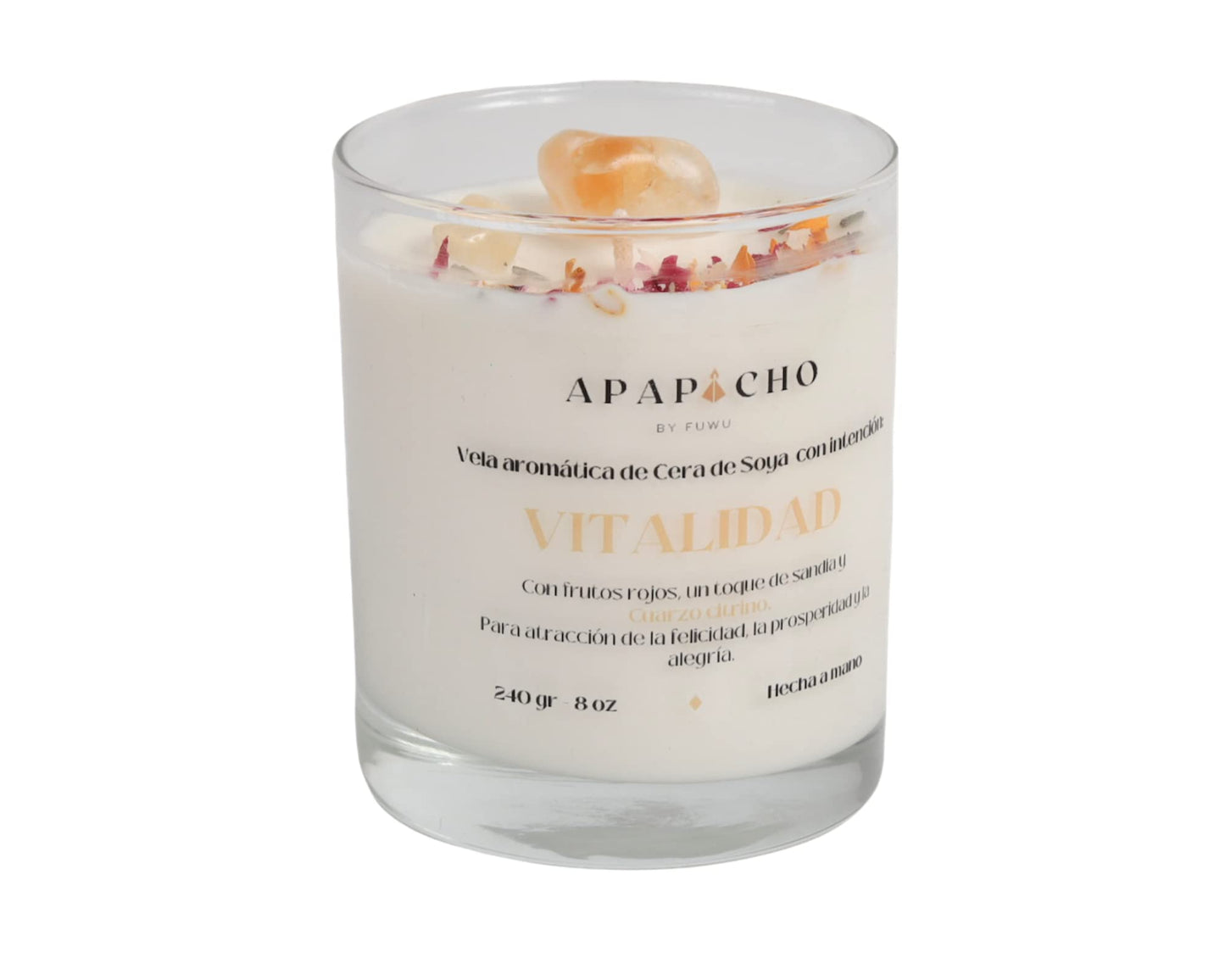 Fuwu, velas aromaticas relajantes de cera de soya con cuarzos naturales, velas decorativas hechas a mano con hierbas de olor, aromatizantes para hogar, velas aromaticas (Frutos rojos con sandía)