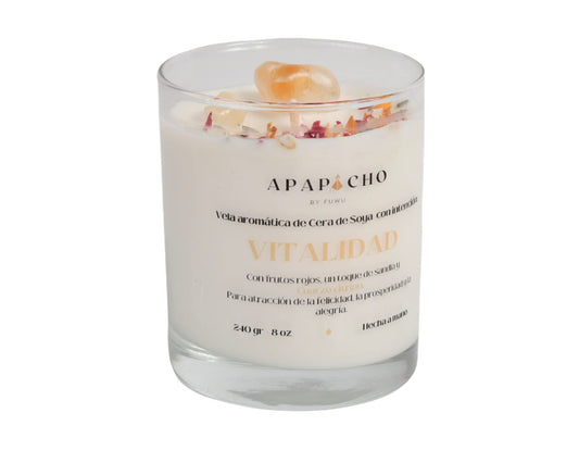 Fuwu, velas aromaticas relajantes de cera de soya con cuarzos naturales, velas decorativas hechas a mano con hierbas de olor, aromatizantes para hogar, velas aromaticas (Frutos rojos con sandía)