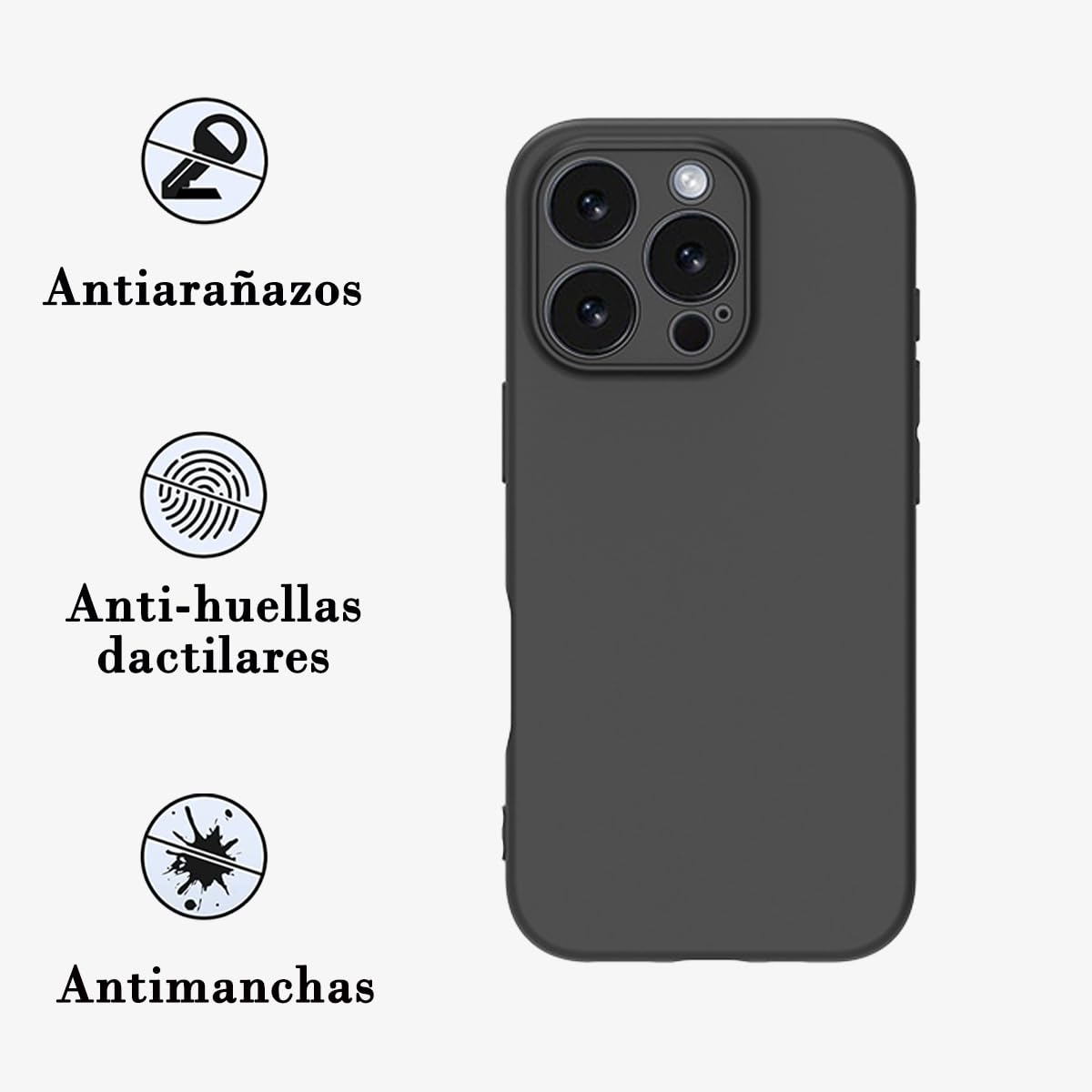 Funda para iPhone 16 Pro MAX QWYJ Negro Ultrafina TPU Matte Minimalista
