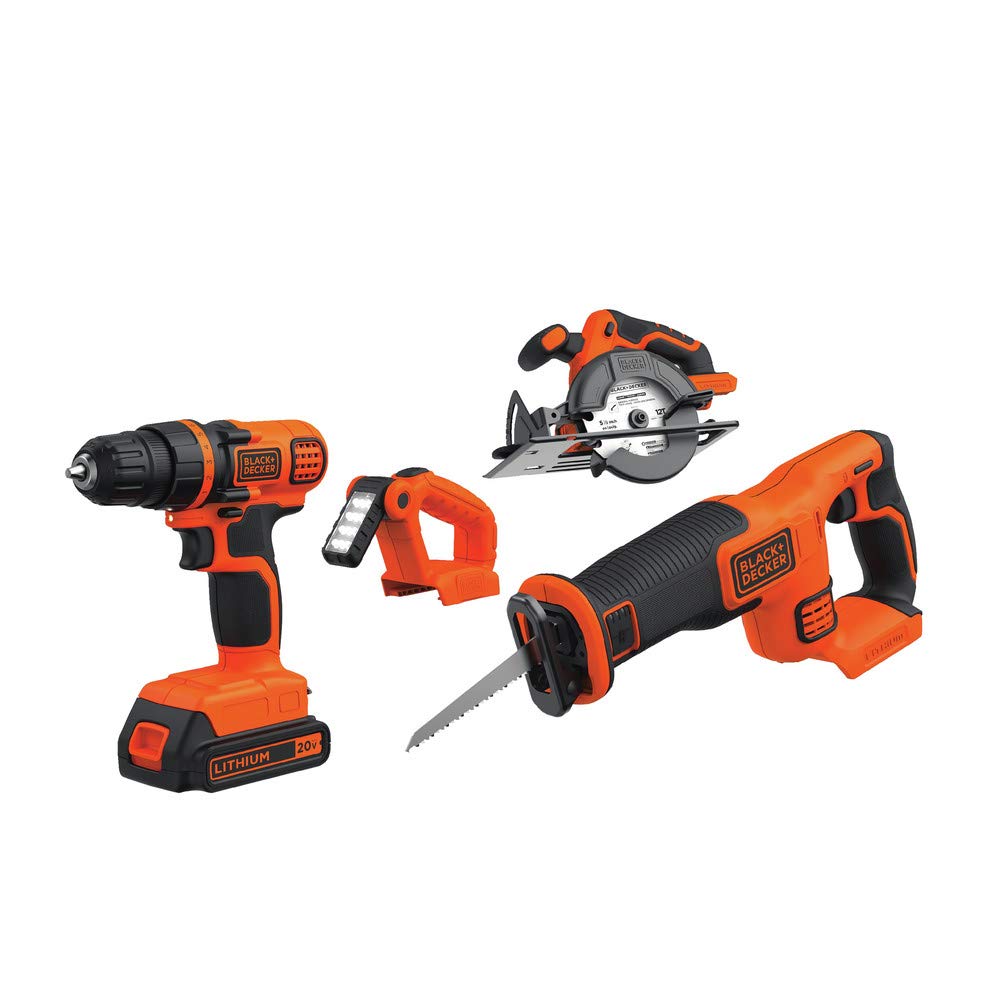 BLACK+DECKER 20V MAX Combo kit Taladro inalámbrico, 4-herramientas