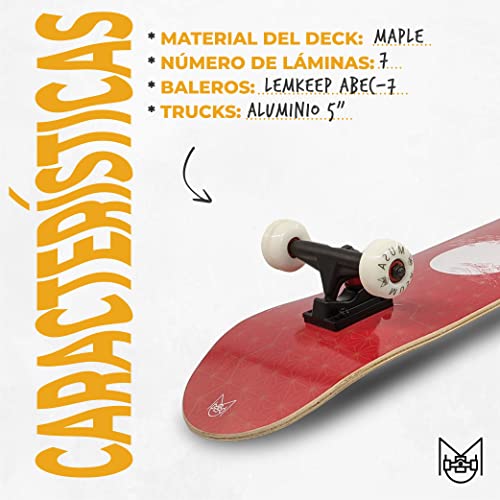 MUSA | Patinetas Skate de Madera con Llantas Blancas | Aesthetic Patinetas Skateboard de Madera de Maple | Ideal para Patinadores Nivel Principiante y Avanzado | Patineta con Diseño