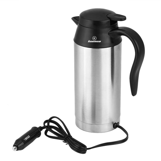 Hervidor Eléctrico de Acero Inoxidable para Coche Portátil con Termómetro 12 V 750 ML para Viaje
