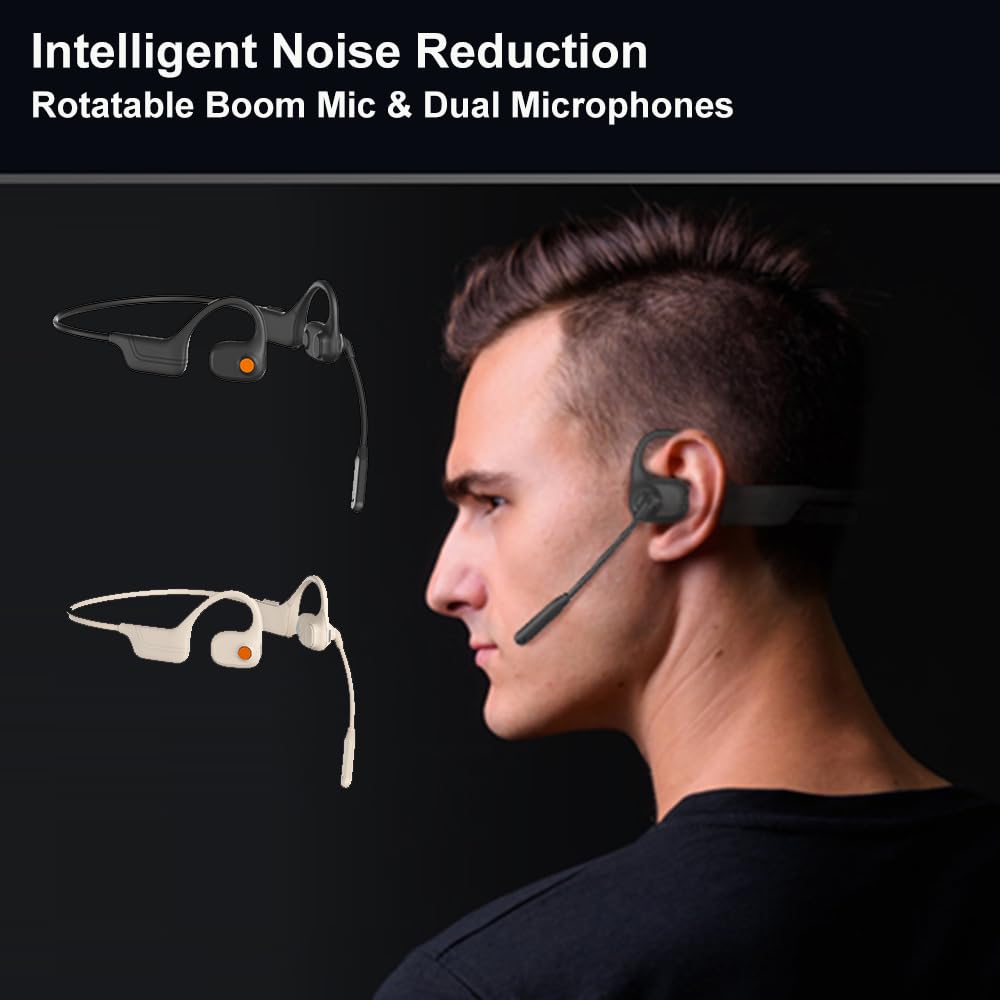 Auriculares Bluetooth IHAO Negro con Conducción de Aire y Micrófono Giratorio para Hombre