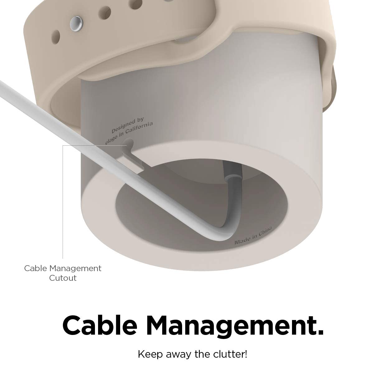 elago W2 Soporte de Cargador Compatible con Apple Watch Series Ultra3/Ultra2/Ultra,11/10/9/8/7/6/5/4/3/2/1,SE3/SE2/SE (49,46,45,44,42,41,40,38mm), Silicona Duradera,Modo Mesita Noche,Cable NO Incluido