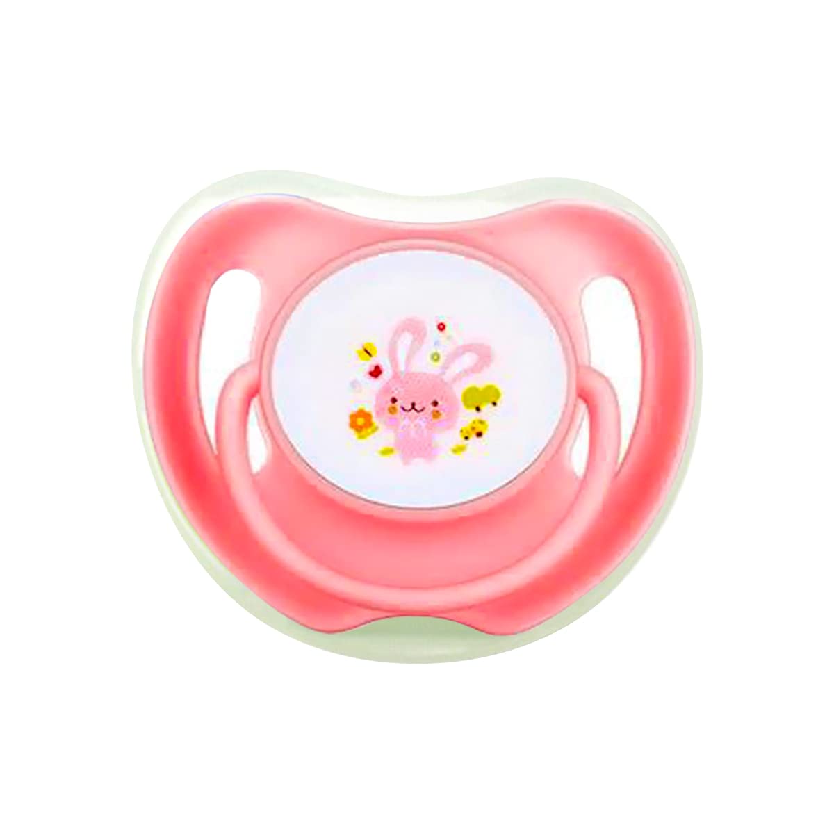 Chupón Ortodóntico Desarrolla Sentidos de tu Bebé con Tapa Protectora, Dibujos Animados, 1m+ (Rosa - Conejito)