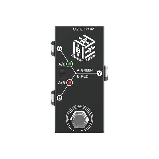 BUZHI Pedales de guitarra ABY Box Selector de línea AB Switch Mini pedal de efecto de guitarra Transmisión bidireccional Carcasa de metal Soporte antideslizante Modos A/B o A y B