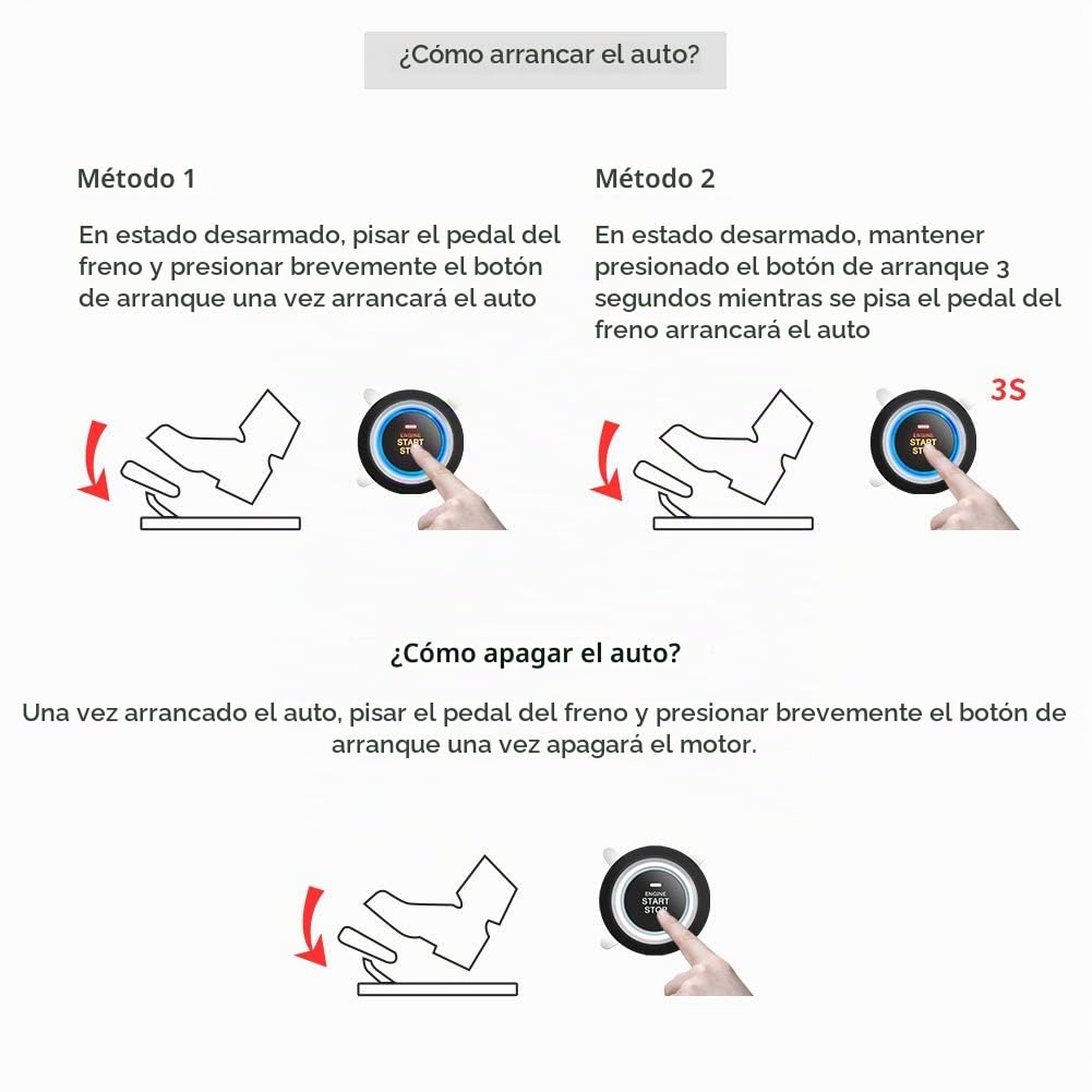 Sistema de Alarma de Auto EASYGUARD EC004 Negro con Arranque por Botón Rfid Smart y Keyless Go para la mayoría de los coches DC12V