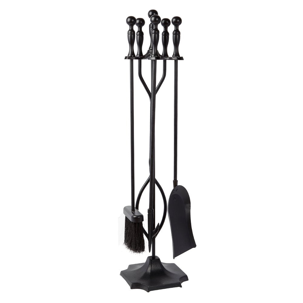 Herramientas para Chimenea Rustic Negro Juego de 5 Piezas de Herrería con Mangos para Decoración de Chimeneas y Estufas de Leña