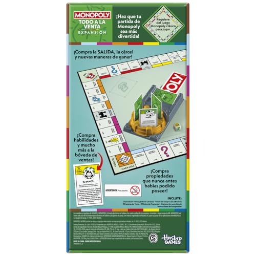 Hasbro Gaming Juego de Mesa Monopoly EXPANSIÓN Todo a la Venta, Añade al clásico Juego de Mesa Monopoly, Juegos Familiares, Edad 8+, 40 Minutos.