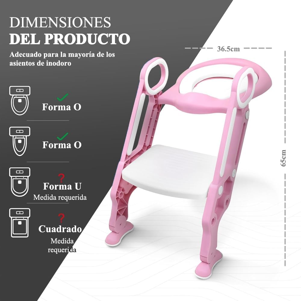 Baño Entrenador Niño, Asiento Entrenador para Baño con Tapizado y Escalera Antideslizante, Plegable Escalera para Baño Niños, Fácil de Guardar, Asiento Ergonómico, Edad de 3 a 10 Años, Verde Azulado