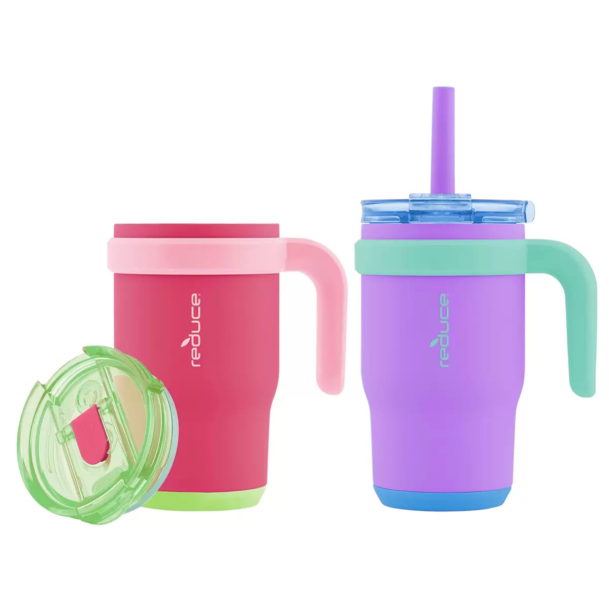 REDUCE - Vaso Coldee de 14 onzas con asa para niños (morado/rosa magnético)