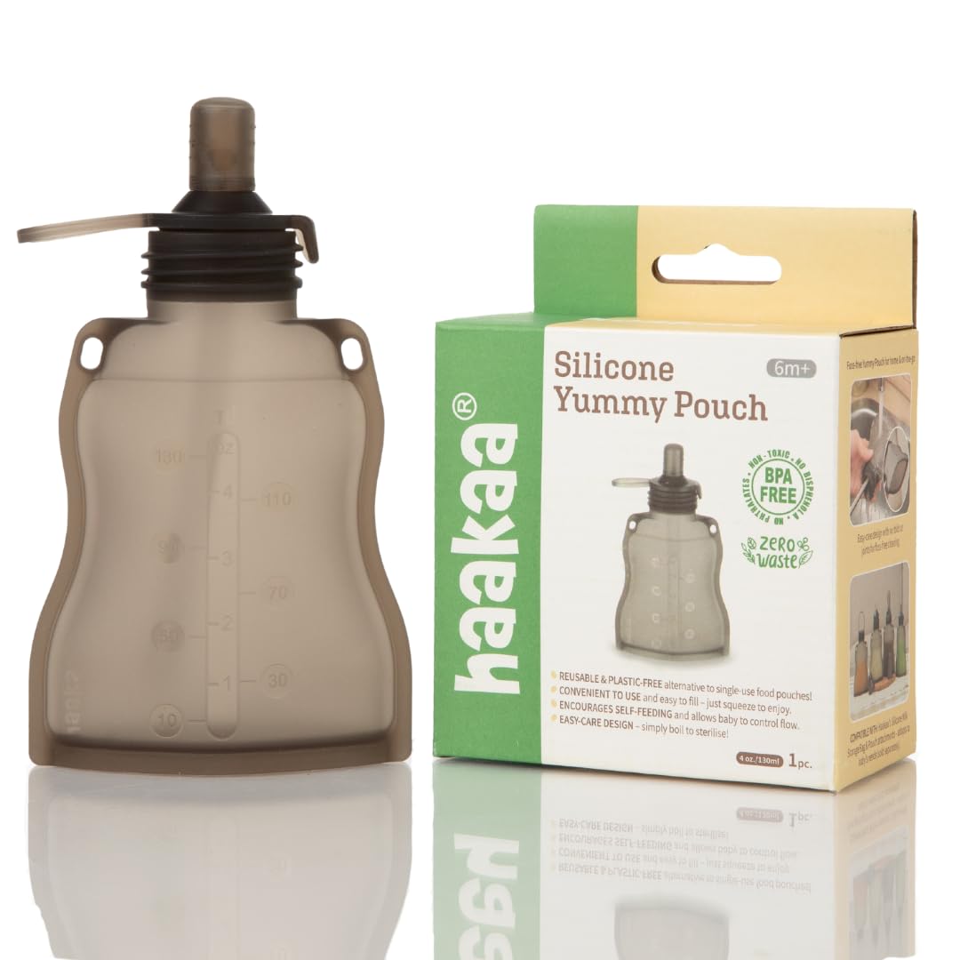 Haakaa - Bolsa de silicona (4 onzas) – Bolsa reutilizable para aperitivos, para bebés, niños pequeños y niños, a prueba de fugas, silicona de grado alimenticio: apto para congelador y lavaplatos (1