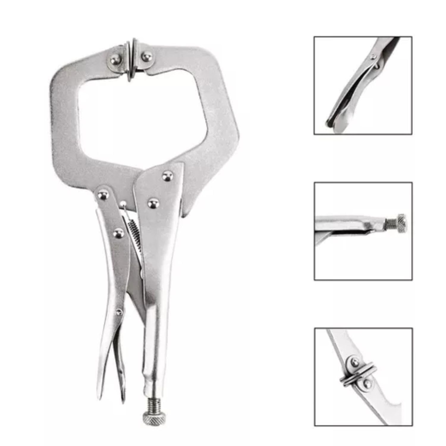 Pinza de Presión Tipo "C" Autoajustable de Metal, Seguridad Juego de 3 Piezas 17 cm, 23 cm, 27 cm