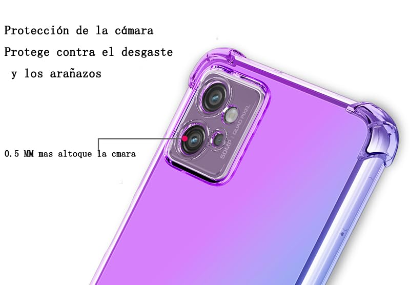 DABUNA Funda para Moto G32 Case Uso Rudo,Transparente Colores Degradados Protectora de Cámara Anticaída Carcasa Bumper(Púrpura Azul)