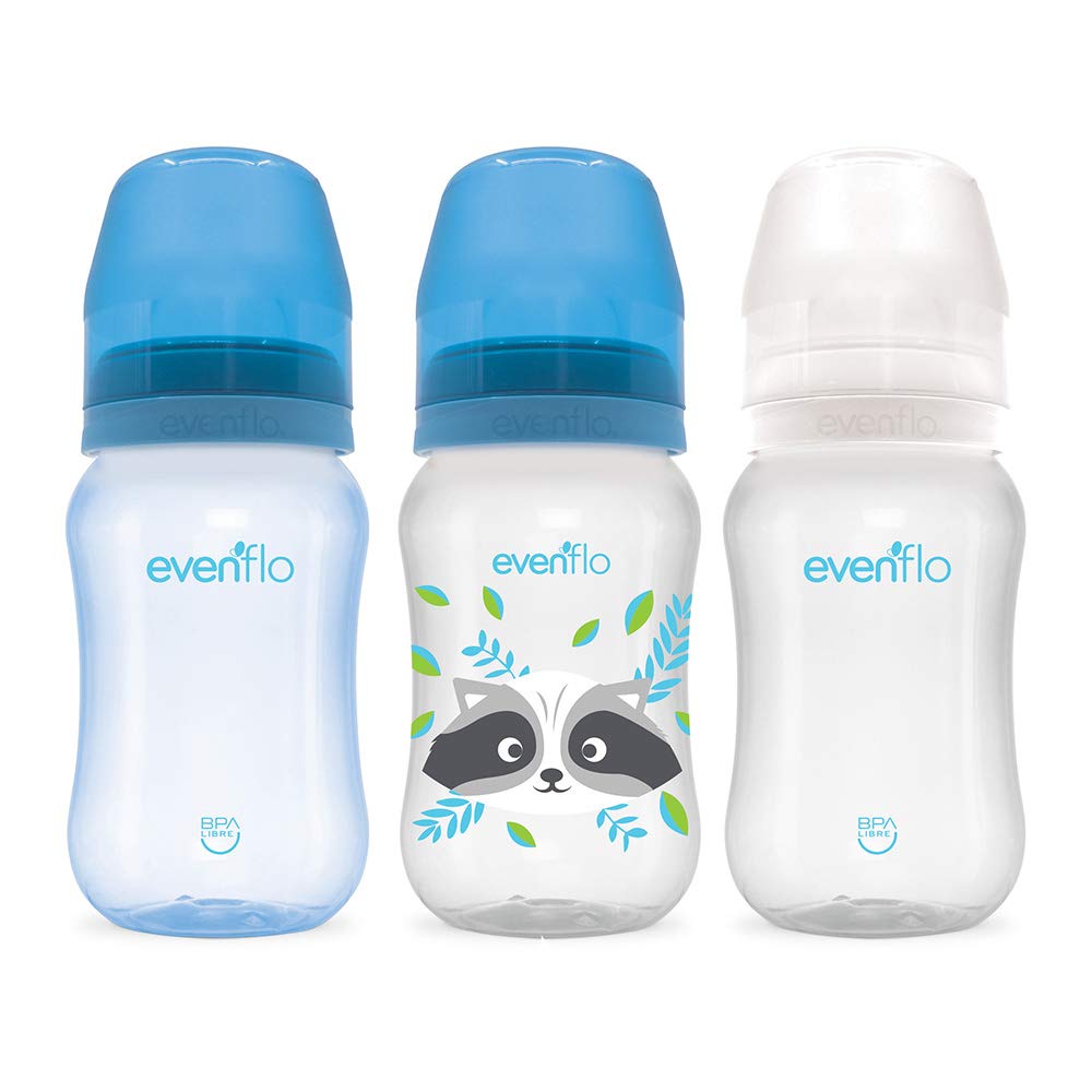 Biberón Evenflo Azul Anticólicos Cuello Ancho Niño 9oz/270ml 3 Piezas Flujo Medio
